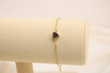 Pulsera Ajustable De Corazón Con Zirconia Morada