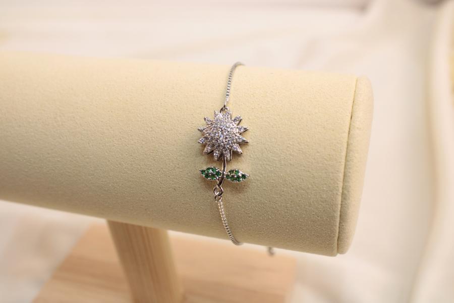 Pulsera Ajustable De Girasol Con Tallo