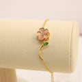 Pulsera Ajustable De Flor Rosa Con Tallo