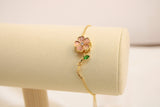 Pulsera Ajustable De Flor Rosa Con Tallo