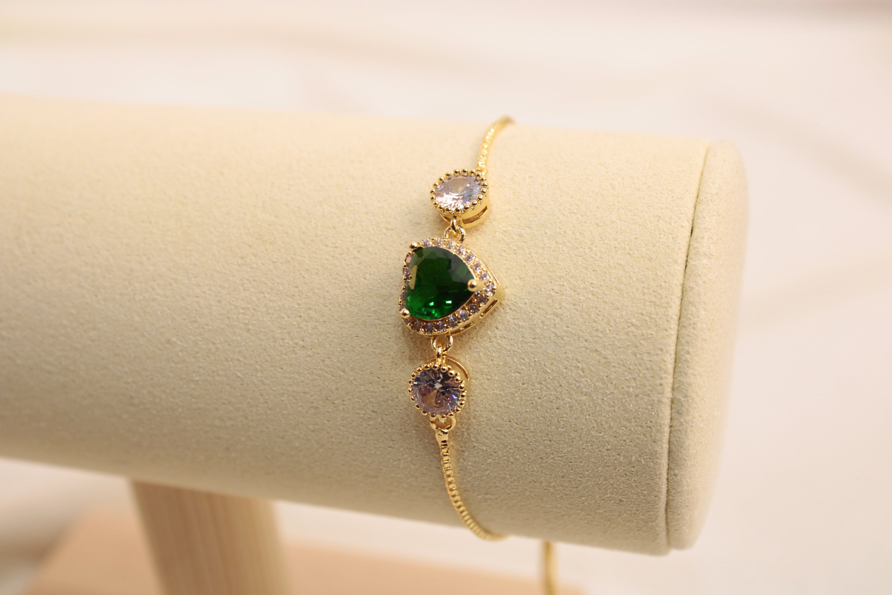 Pulsera Ajustable De Corazón Verde