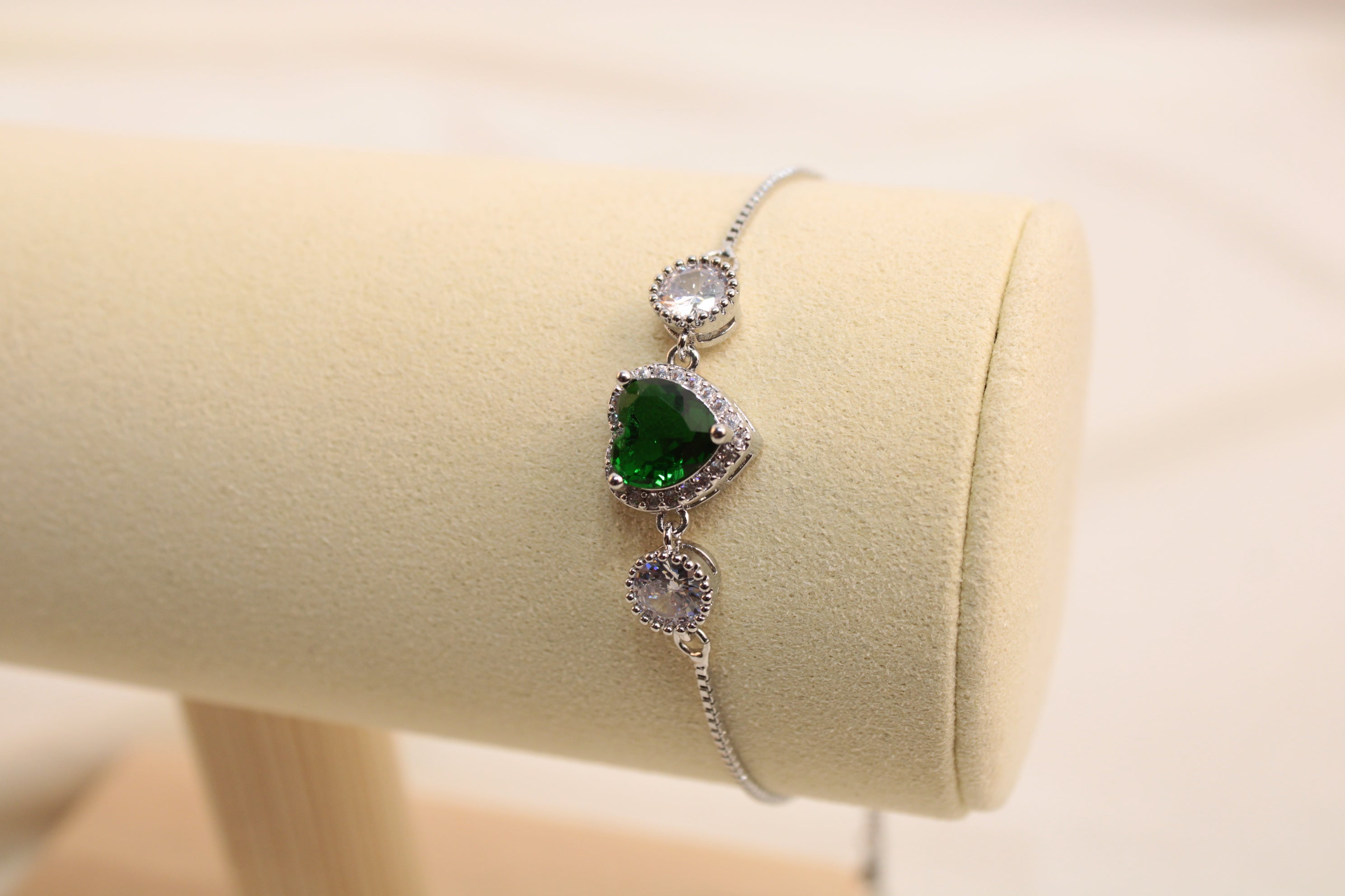 Pulsera Ajustable De Corazón Verde