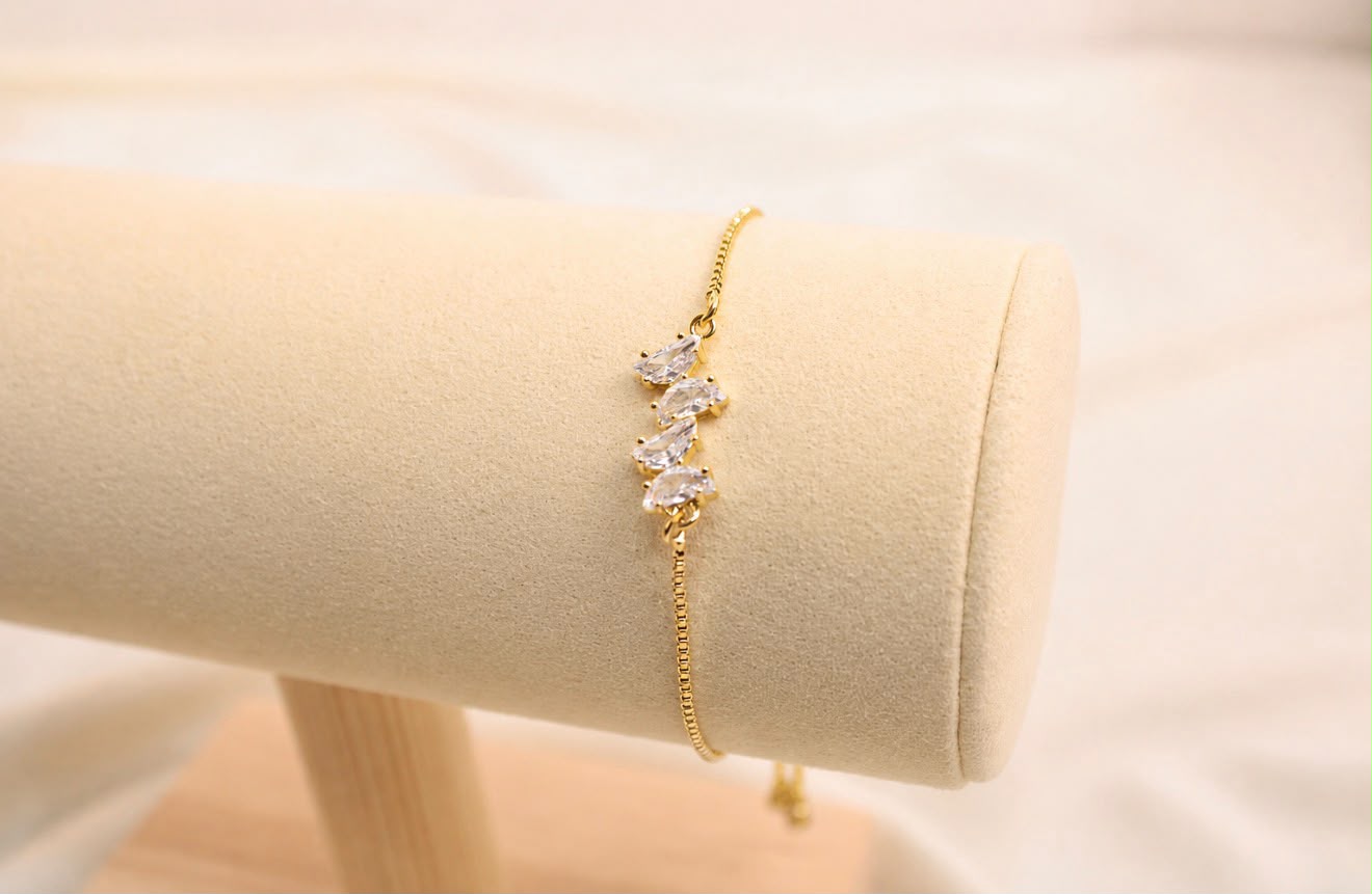 Pulsera Ajustable De Lazo Con Zirconia