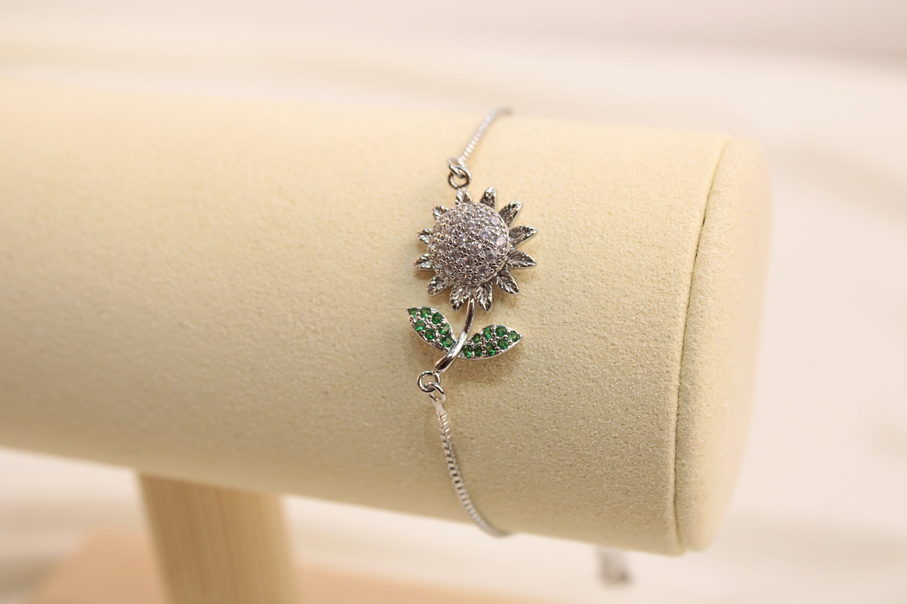 Pulsera Ajustable Antiestrés De Girasol Con Tallo