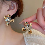 Arete De Flor Doble Combinado