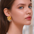 Arete De Flor Combinado Con Zirconia