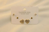 Set De 2 Pares Corazón Y Zirconia