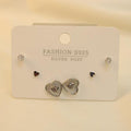 Set De 2 Pares Corazón Y Zirconia