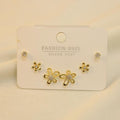Set De 2 Pares De Flor Y Zirconia