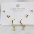 Set De Argolla De Estrella Con Luna, Flor Y Zirconia