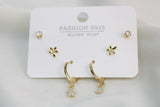 Set De Argolla De Estrella Con Luna, Flor Y Zirconia