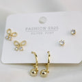 Set De Argolla Con Bolita, Lazo Y Zirconia