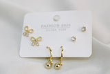 Set De Argolla Con Bolita, Lazo Y Zirconia