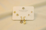 Set De Argolla Carita Feliz Con Flor Y Zirconia
