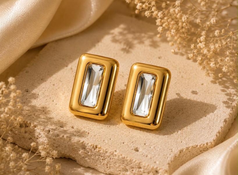 Arete De Acero Rectangular Zirconia