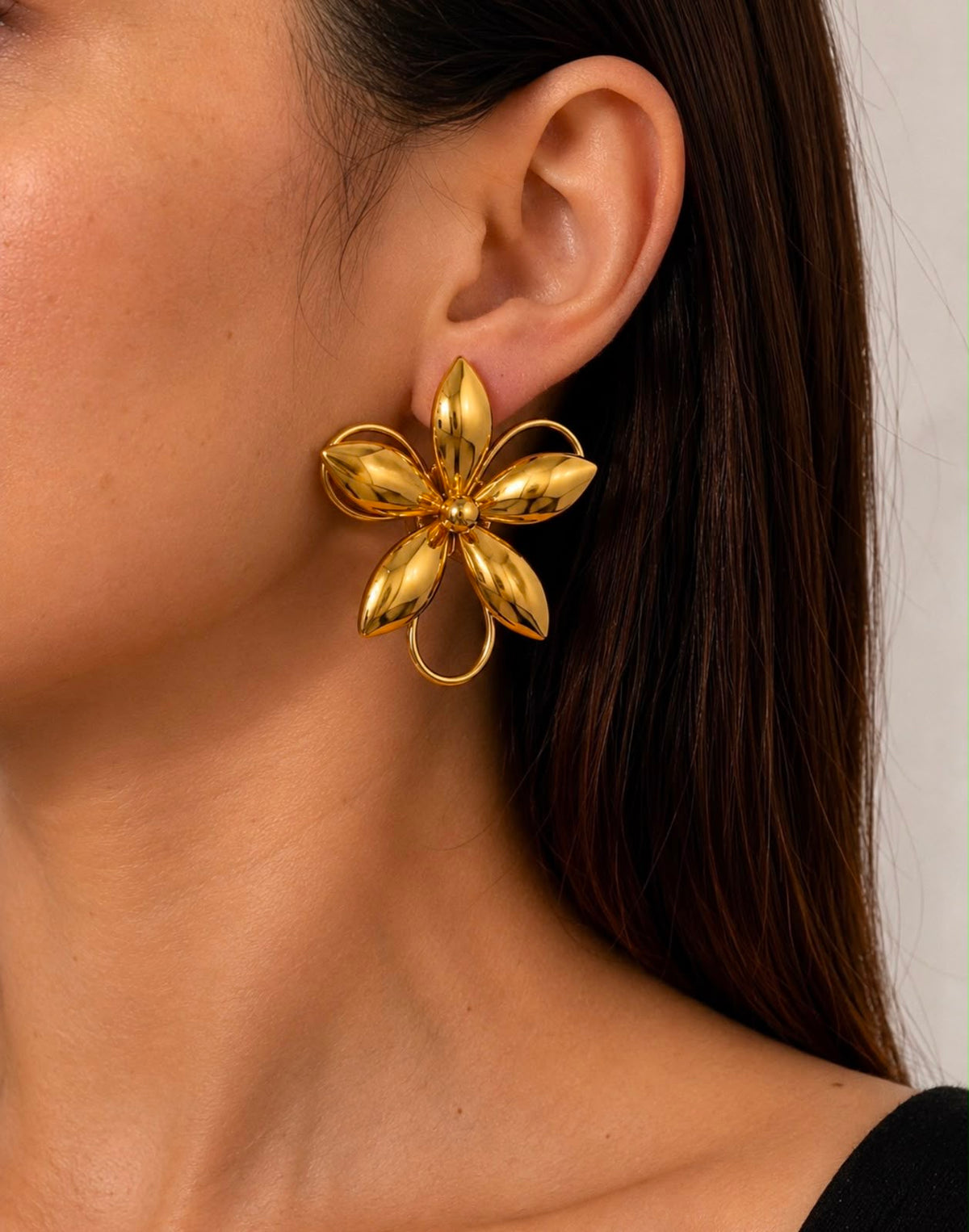 Arete De Acero Flor 5 Petalos