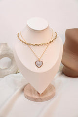 Cadena Doble Con Dije De Corazón Fondo Blanco