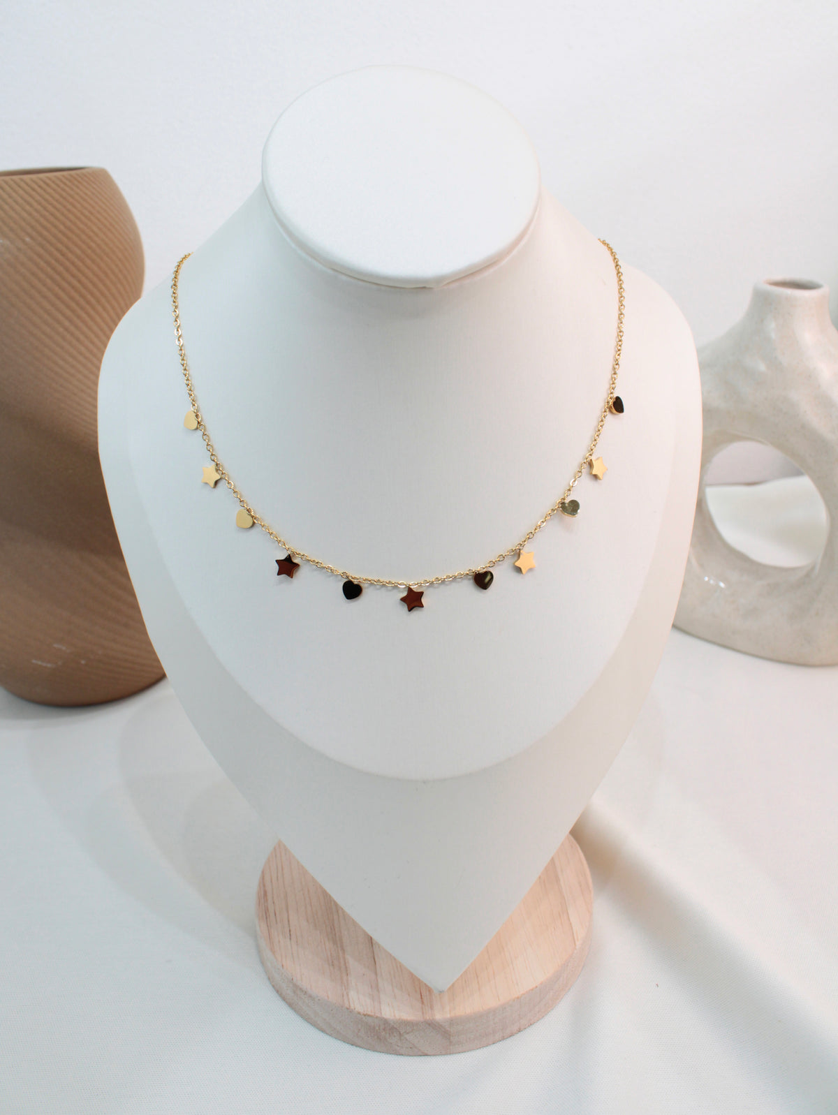 Cadena Con Dijes De Corazón Y Estrella